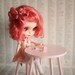 Candy Pink Tea Table and chair set - Jack and Jill custom Handmade Blythe 1/6 scale doll chair and table