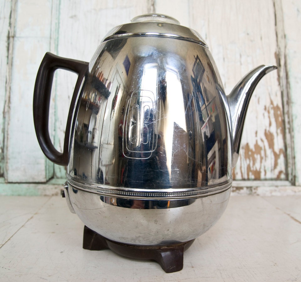 Vintage GE Coffee Percolator Pot Belly Chrome 1950