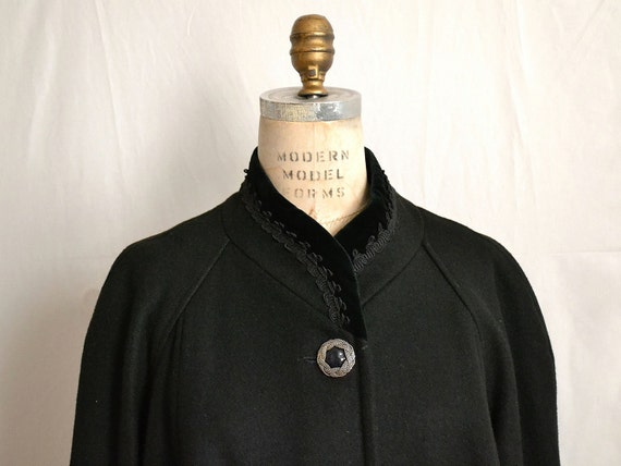 Lady Suzette Vintage Womens Black Wool Trapeze Coat Plus