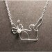 Rabbit and the butterfly - Sterling Silver Pendant Necklace w/Fresh Water Pearl