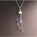 Little Flying Cat - Sterling Silver Necklace Pendant, Fresh Water Pearl