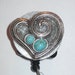 Amazing Silver and Turquoise Heart Brooch Badge Reel ID Holder or Name Card One of a Kind