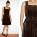 RESERVED Orlala1: Vtg Velour Chocolate Brown Drawstring Front Zip Up Dress