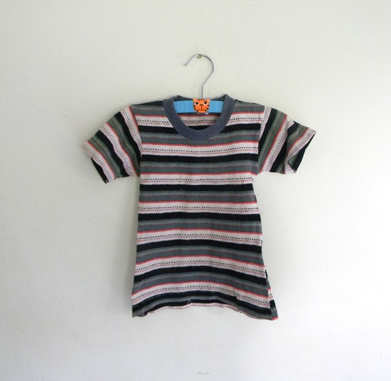 Vintage Boys Tee Shirt 1950s Stripe Shirt Size 6