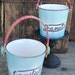 RESERVED FOR DEBBIE Candies and Peanuts ceramic bucket in turquoise from the 1950s
