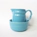 Oxford Stoneware Pitcher and Bowl, Aqua Blue, Vintage -- Set of 2