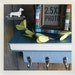 Book Shelf Wall Organizer. (No. 3) -- (Blue, Vintage-Style, OOAK, Wall Decor, Key Hook, Entryway Organizer, Jewelry Holder)
