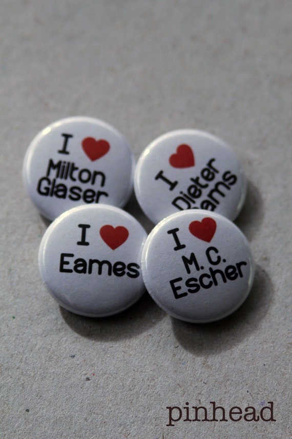 Items similar to Set of 4 Geeky Designer Pins on Etsy