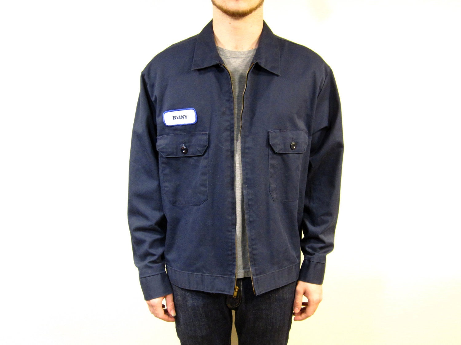 Vintage Navy Blue Work Jacket L / XL by ApparelVintage on Etsy