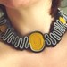 Felt Necklace Eco Felt Recycled Felted Jewelry Collar Necklace In Mustard And Black - The Sun Dipped In Black