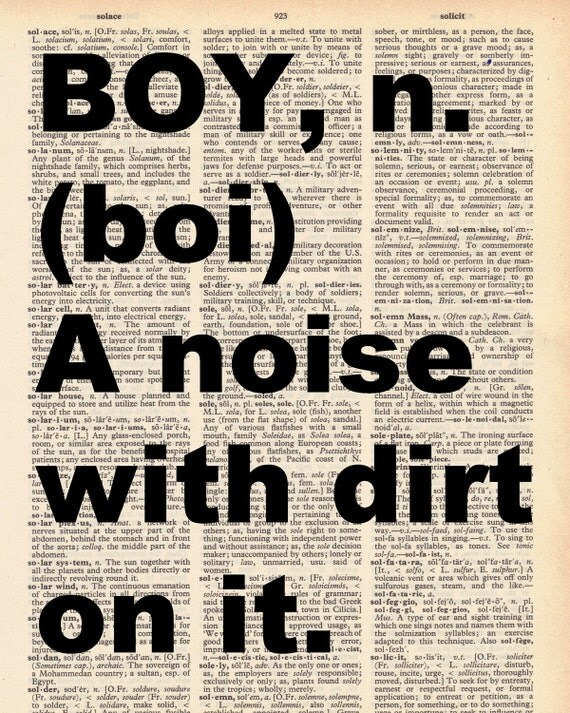 Items similar to Vintage Dictionary Boy Definition Boy, n. plus FREE
