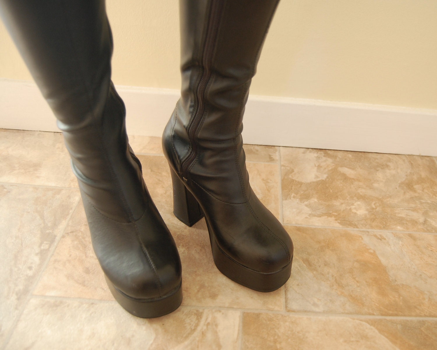 90s chunky knee high boots
