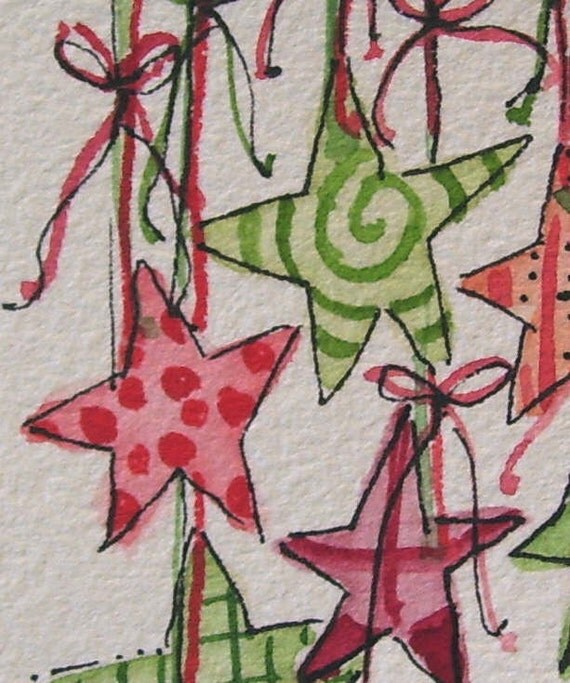 Christmas Watercolor Card Stars I Love Original