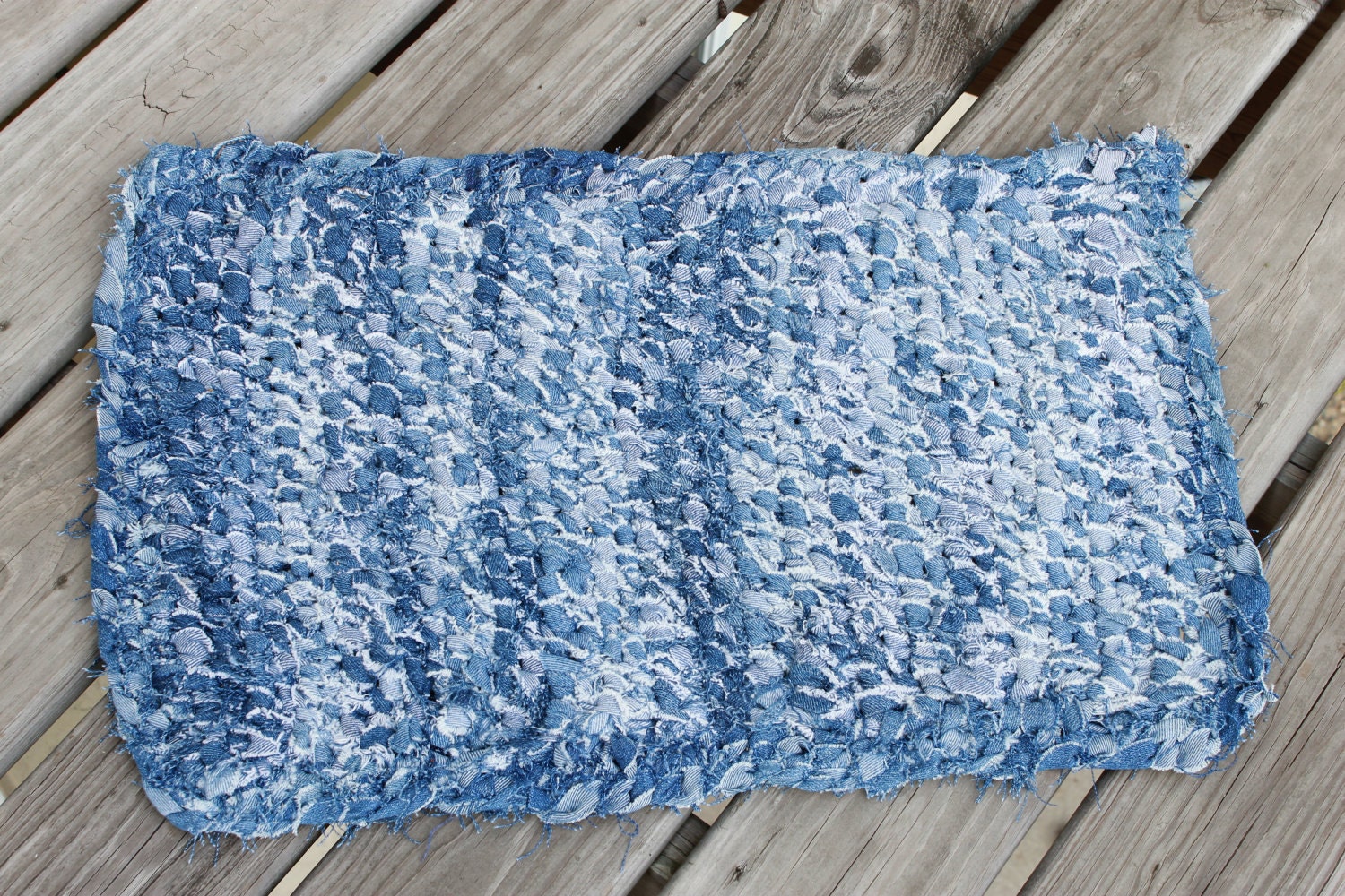 Handmade Denim Jean Recycled Upcycled Rag Rug