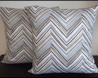 Robert Allen Home Decor Fabric, Throw PIllow Covers, 2 Pillow Covers 16x16 inch-Free US Shipping-Accent Pillow, Sofa Cushion Covers, Chevron
