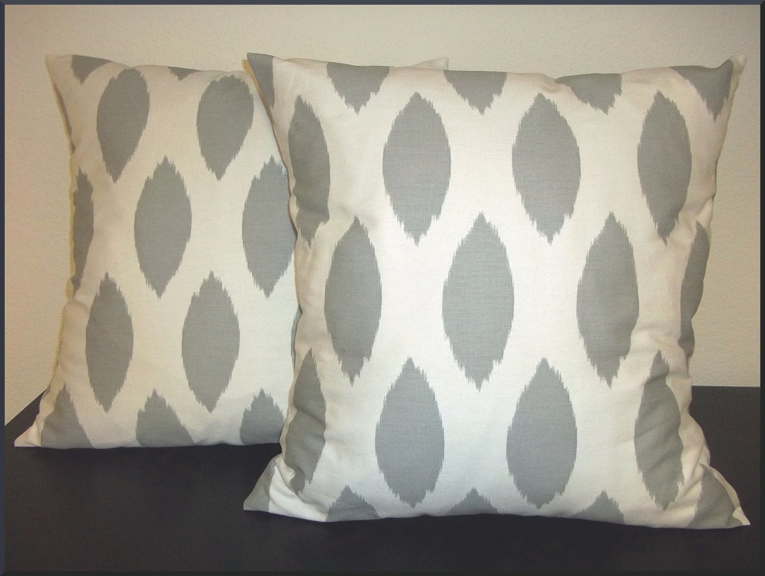 2 Pillow Covers 18x18Free Shipping Gray on White by ginasewstuff
