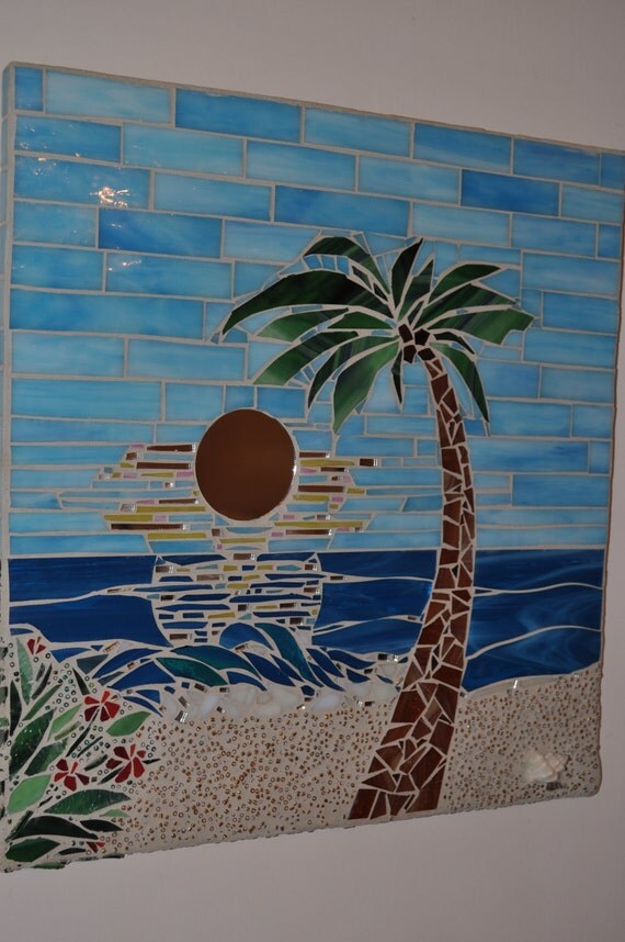 Items similar to Stained Glass Mosaic Tropical Beach on Etsy