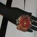 Handmade adjustable antique bronze chiffon fabric beaded ring one size fits all