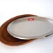 2 Mid Century Modern Swedish Stainless Steel Tray with Teak Charger