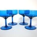 Hand Blown Glass Stemware - Made in Italy - Mid Century Modern Blue