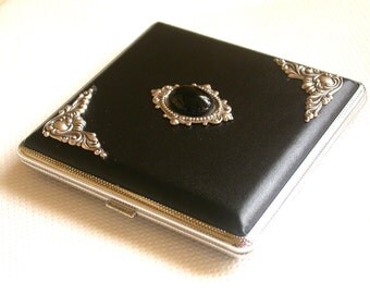 Black Onyx Cigarette Case Smokers Accessories Gothic Card Case Men Cigarette Case Women Cigarette Case Gift Leatherette Cigarette Case