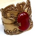 Art Nouveau Brass Cuff Bracelet - Carnelian Agate Gemstone - Women Victorian Bracelet