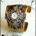 Gothic Steampunk Watch in Silver and Brass - Men Women Steam Punk Cuff Watch