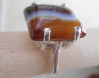 Silver Gemstone Ring - Agate ring - Handmade Silver jewelry