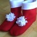 Adult or Youth fleece slipper socks, red and white, double layered & reversible