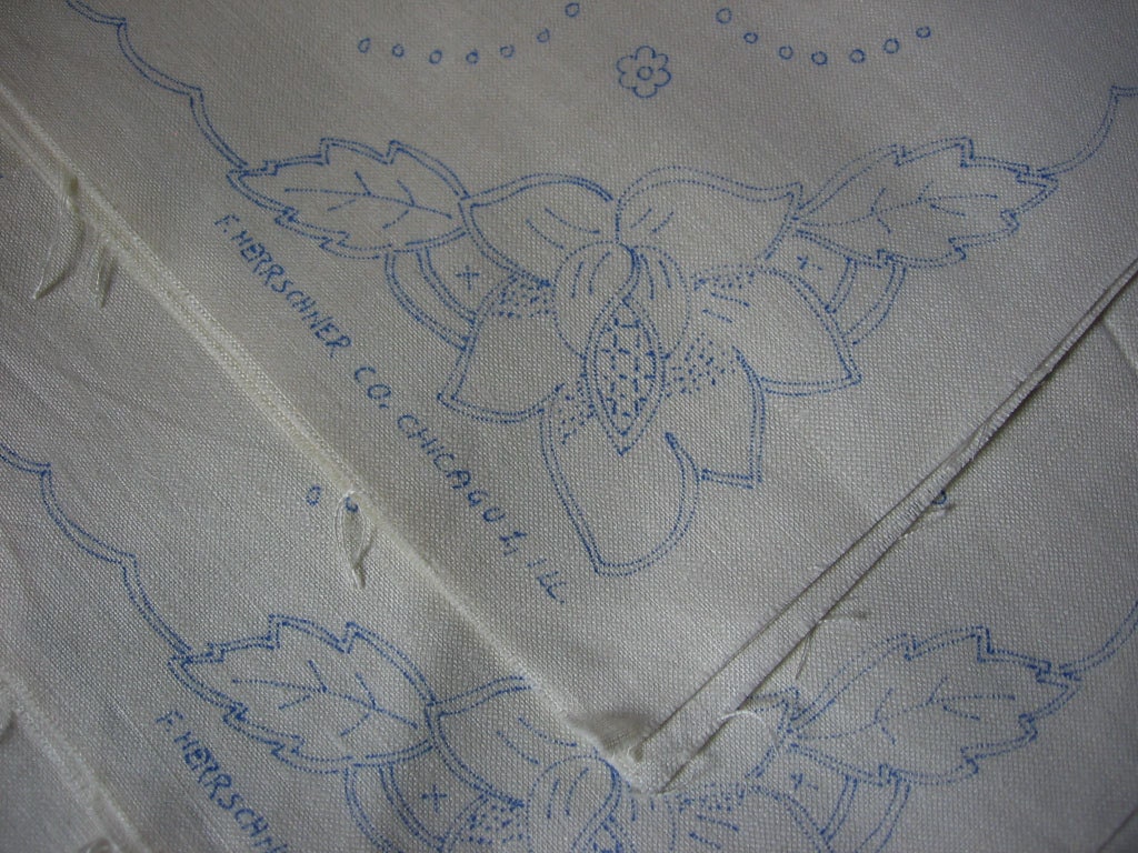 Stamped Linen Embroidery Vintage Linen Napkins Set of Ten To