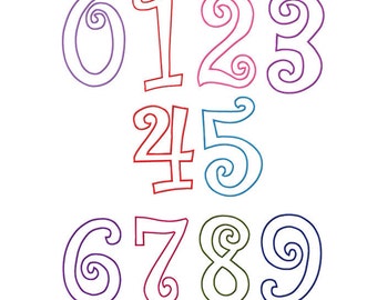 Fonts - Curlz Applique Fonts - Curlz Applique Numbers Machine Embroidery Designs for 4x4, 5x7 and 6x10 hoops - Instant Download