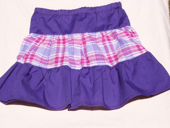 Pink and Purple Plaid with Solid Purple 3 Tiered Girl's