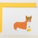 set of 8 Blank Card - English Corgi Drinking Tea