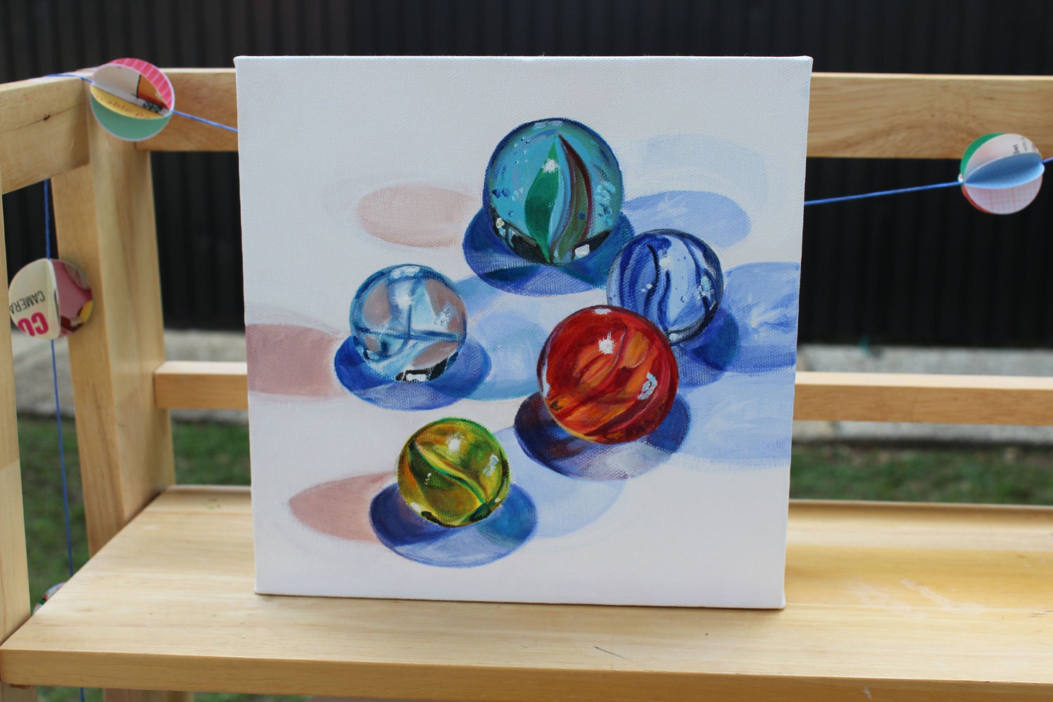 Glass Marble Art Original Painting Marble