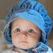 Blue corduroy baby bonnet - Reversible