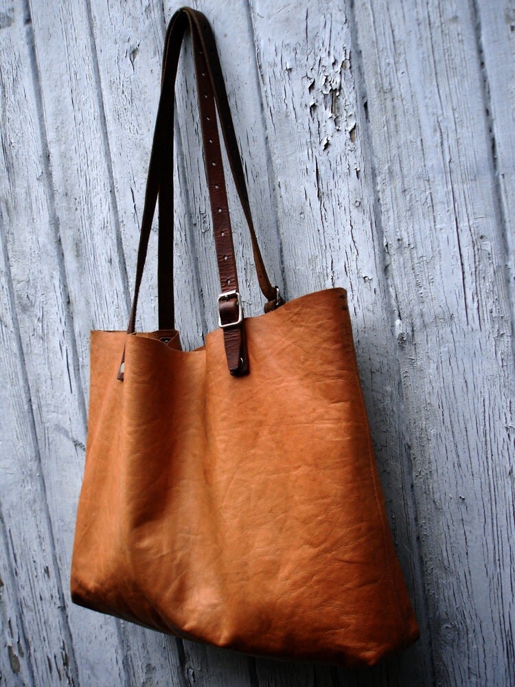 Custom size leather bag / carry-all tote / soft leather