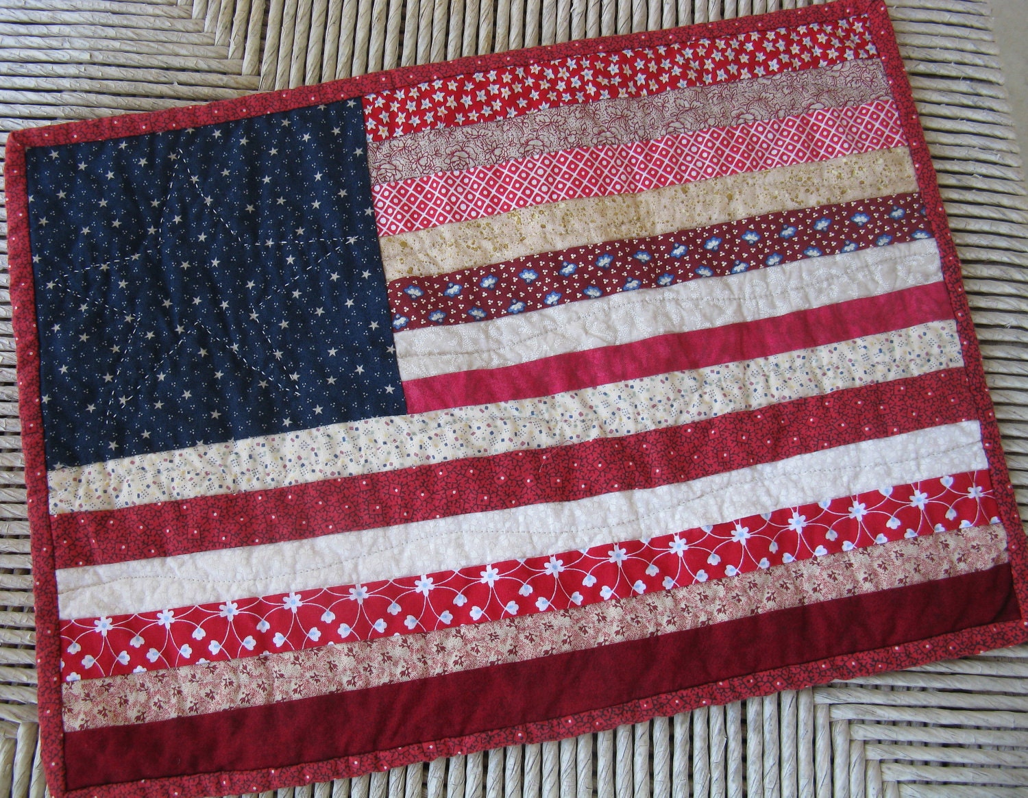Scrappy American Flag Quilted Wall Hanging/Table Topper