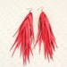 Spirit of Fire - Leather long fringes earrings in red. Autumn jewelry, Christmas jewelry, eco jewelry, boho earrings, tribal jewelry