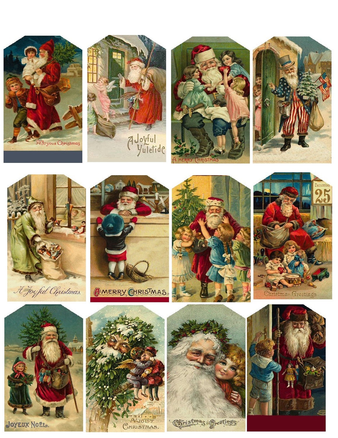 Vintage Christmas Hang Tags Printable Collage Sheet Download