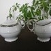Vintage, Ceramic White With Silver Trim Sugar Bowl And Creamer, Fine China, Harmony House, Silver Sonata