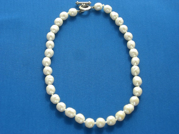 Vintage Carolee Pearl Necklace with Sterling Silver by TwoGoodEggs