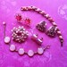 Pretty In Pink Vintage Costume Jewelry Lot Bracelets, Earrings,Brooches Rhinestone SALE