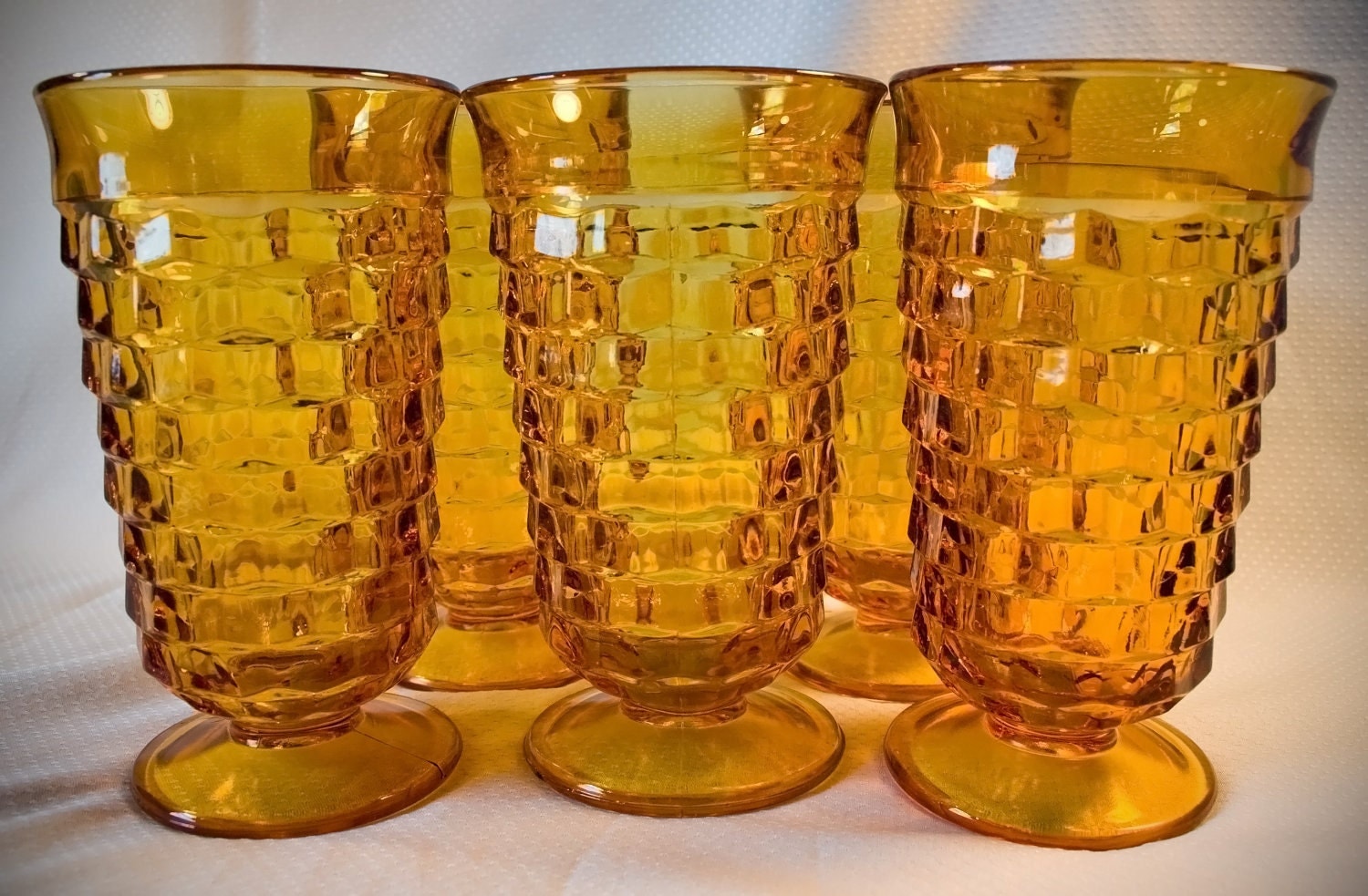 Vintage Amber glass Drinking / Iced tea glasses set