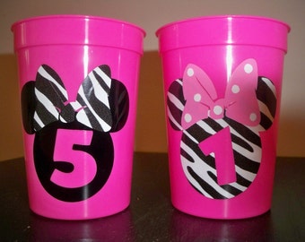 MINNIE MOUSE BIRTHDAY party zebra print favor cups (set of 5)