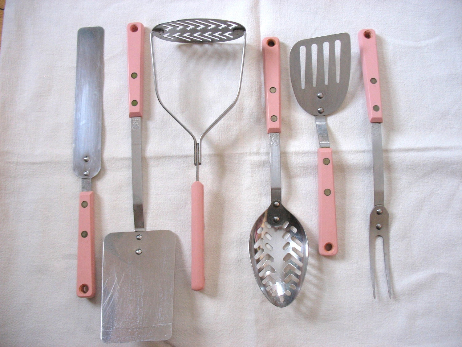 Pink Kitchen Utensils Set of 6 Ecko Forge Stainless Steel