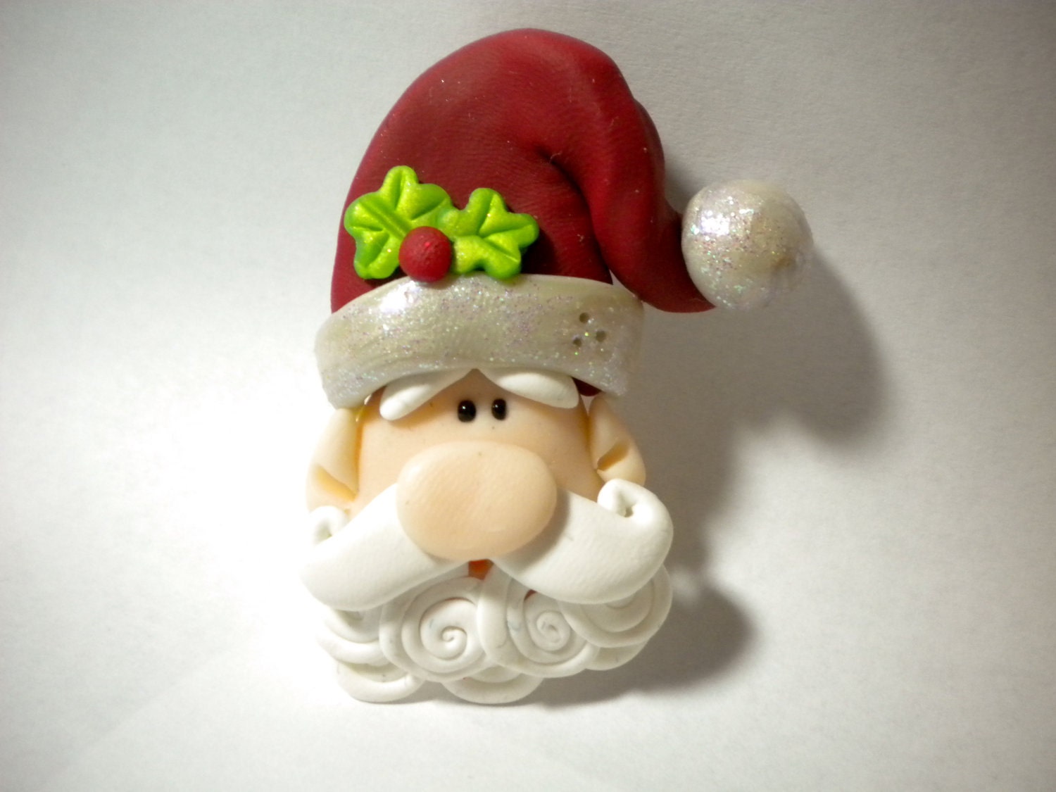 Polymer Clay Santa Pin Christmas holiday brooch