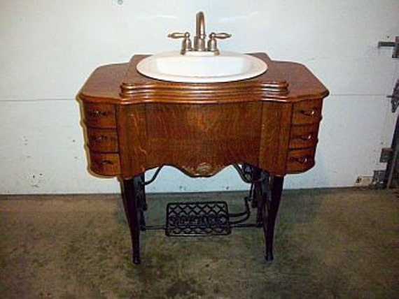 Old Sewing Machine Bathroom Vanity