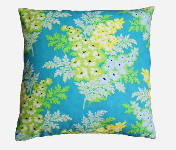 Turquoise and yellow floral decorative pillow cover
