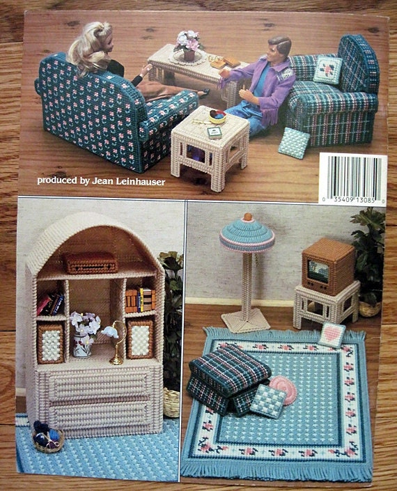 Fashion Doll Living Room in Plastic Canvas for Barbie American