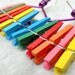 Funky earrings, 80s style - Rainbow - Mini clothes tweezers and purple wire